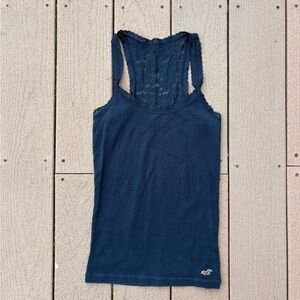 Hollister Dark Blue Lace Detail Tank Top